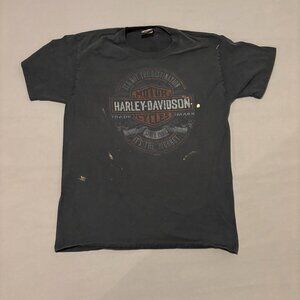 Harley Davidson T Shirt Medium Black Y2K Biker Grunge Wolf Bear Ontario